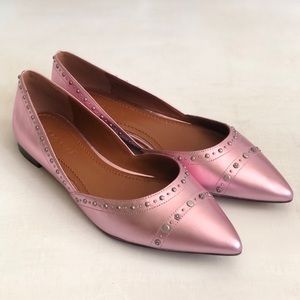 Elegant Pink Studded Women's Flats